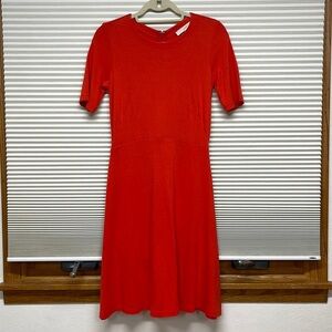 Ann Taylor LOFT NWT Orangish Red Short Sleeve Fit & Flare Knit Mini Dress